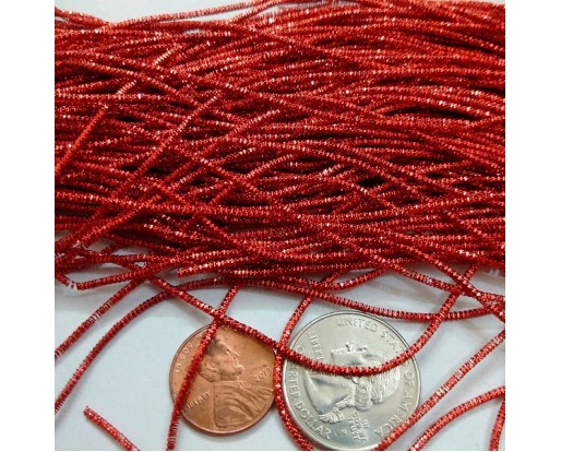 RED - 150 Inches French Metal Wire Gimp Coil Bullion Purl - Check Rough - 3.80 Meters
